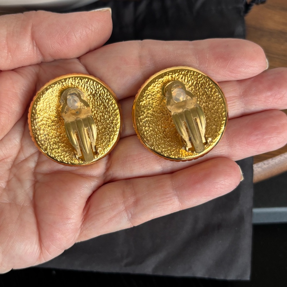 CHANEL Gold Logo Earrings - Picture 10 of 11